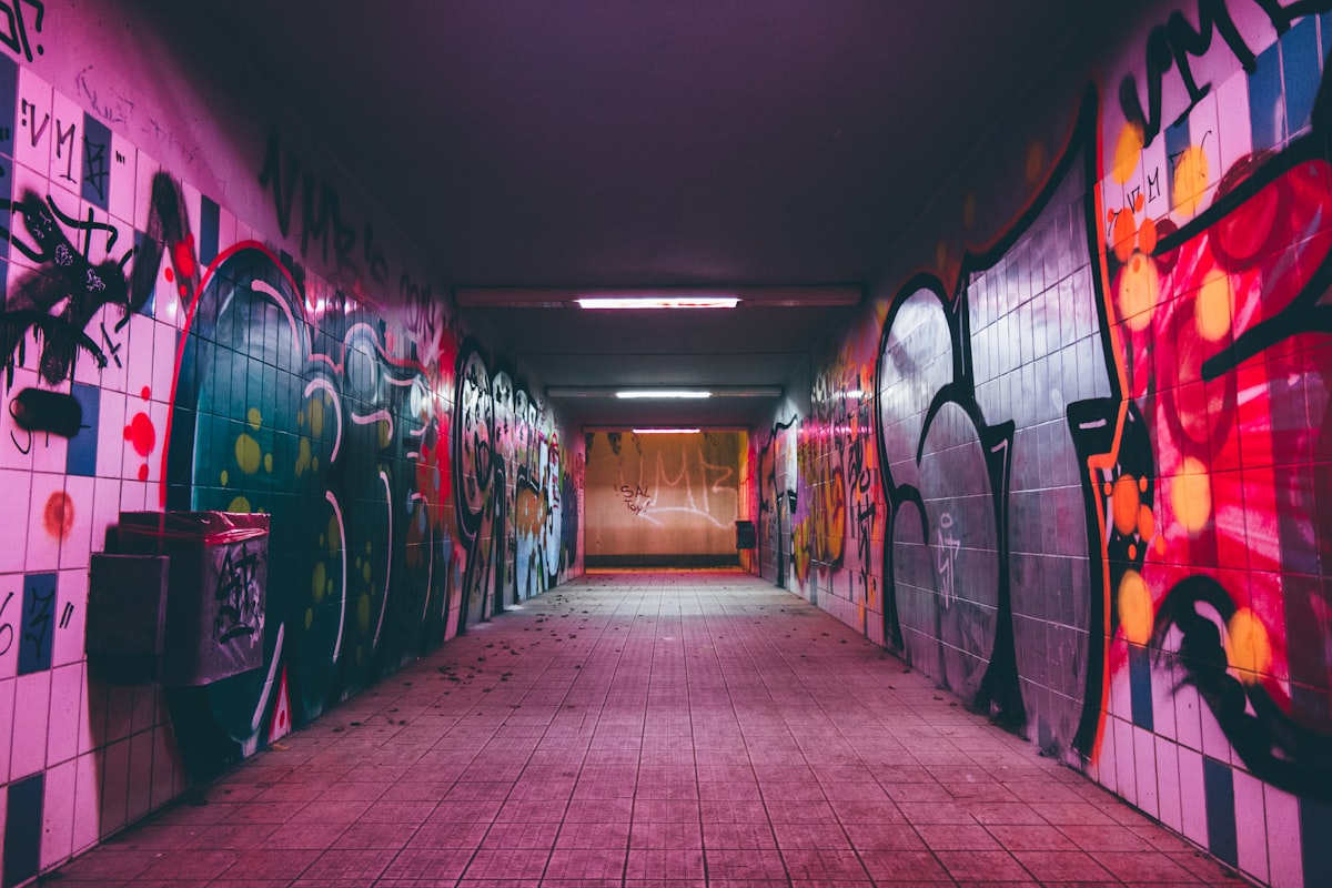 Graffiti on a wall before removal